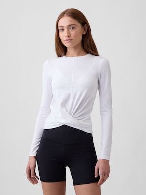 GapFit ブラッシュド ジャージー クロスオーバートップス