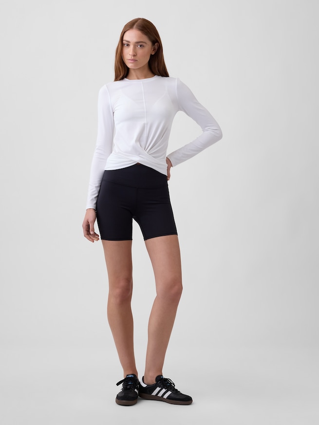 GapFit ブラッシュド ジャージー クロスオーバートップス-2