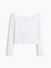 クロースニット ジャージー GAPロゴ オフショルダー クロップドTシャツ-4