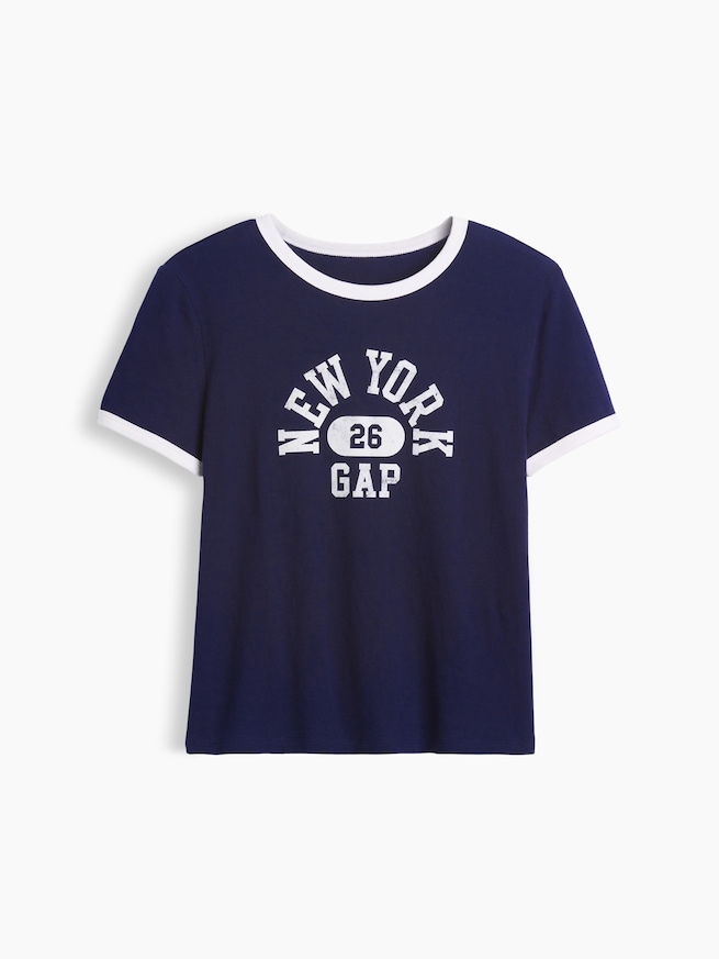 GAP NEW YORKロゴ リンガーTシャツ-4