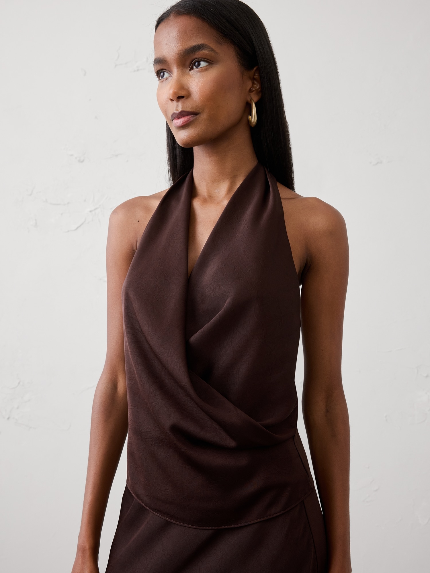 Cowl-Neck Cropped Top