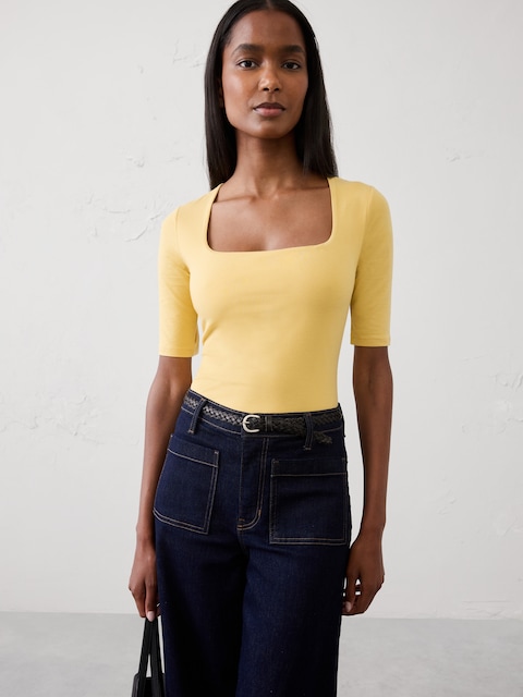 HAUT À ENCOLURE CARRÉE EXTENSIBLE ET DOUX