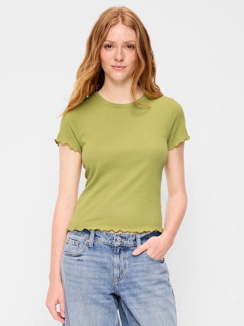 T-SHIRT AJUSTÉ COURT EN TRICOT GAUFRÉ