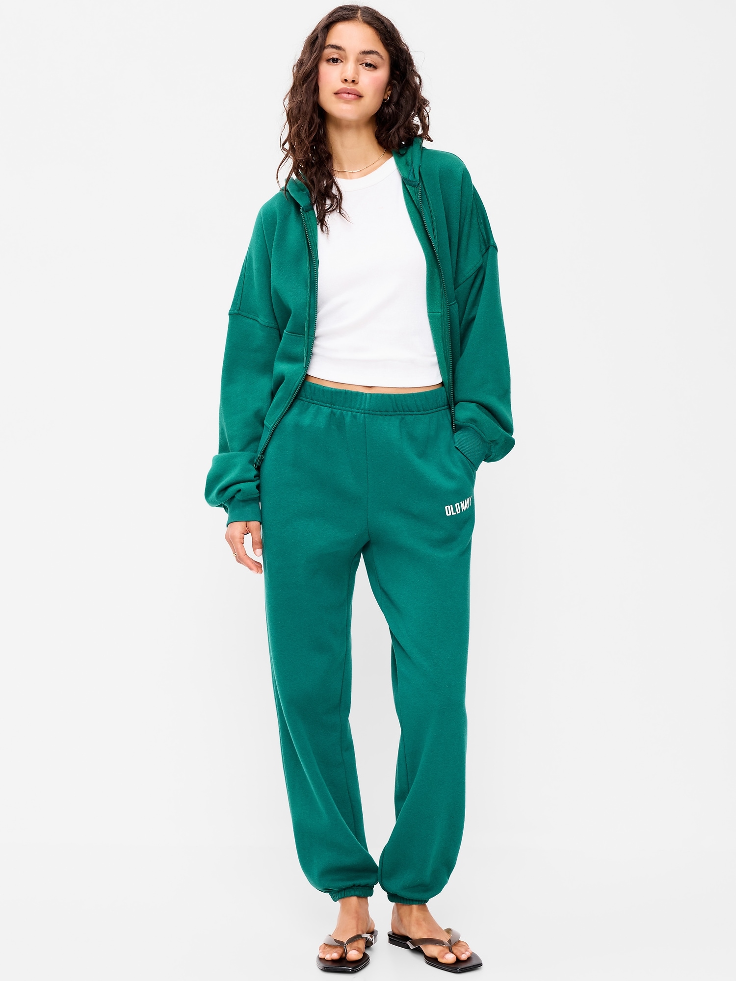 High-Waisted Cinched-Ankle Sweatpants