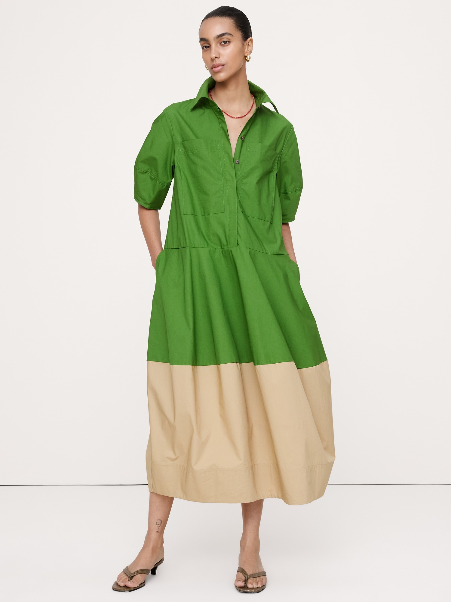 ROBE-CHEMISIER BARIL EN POPELINE DE COTON