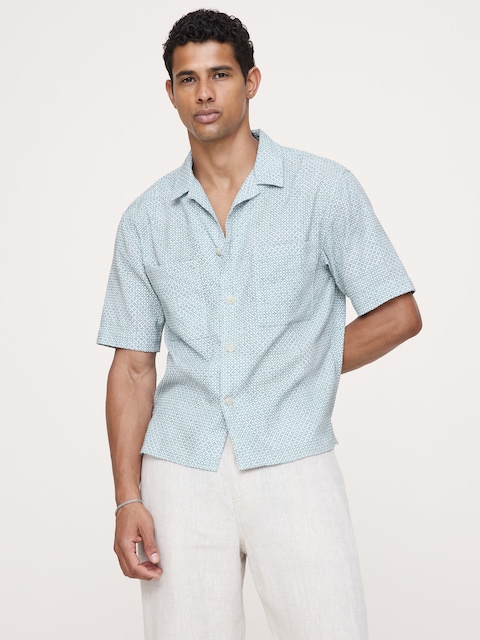 CHEMISE DE VACANCES DÉCONTRACTÉE EN TISSU GAUFRÉ