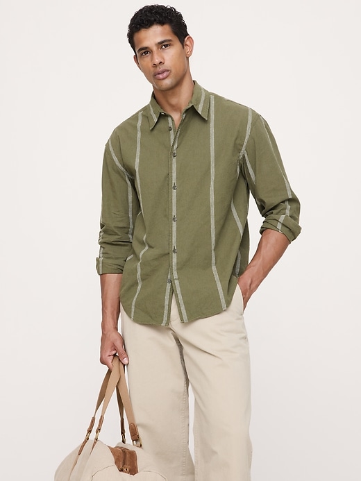 Relaxed-Fit Cotton-Linen Neps Shirt | Banana Republic