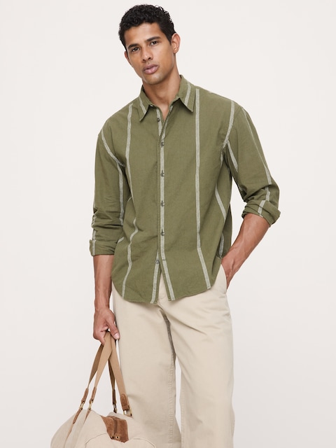 CHEMISE DÉCONTRACTÉE À DÉTAILS NOPÉS EN COTON ET LIN