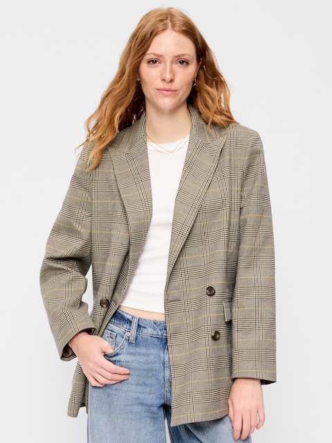 BLAZER SURDIMENSIONNÉ À FERMETURE CROISÉE EN SERGÉ
