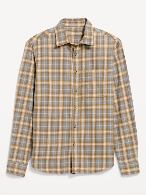 Relaxed Long-Sleeve Plaid Flannel Pocket Shirt