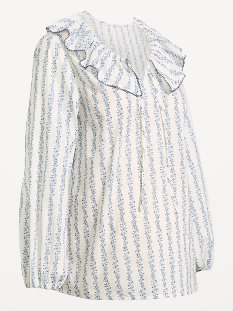 Maternity Ruffle-Collar Popover Top