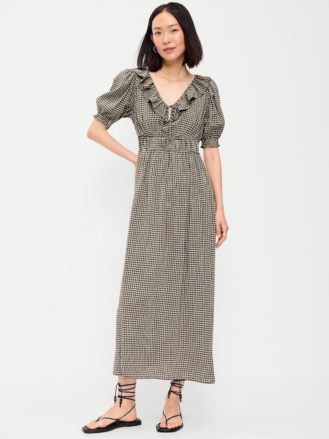 ROBE LONGUE BOHÈME À BORDURE À VOLANTS