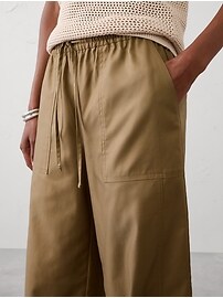 Wide-Leg Mid-Rise Utility Painters Twill Pull-On Pant | Banana