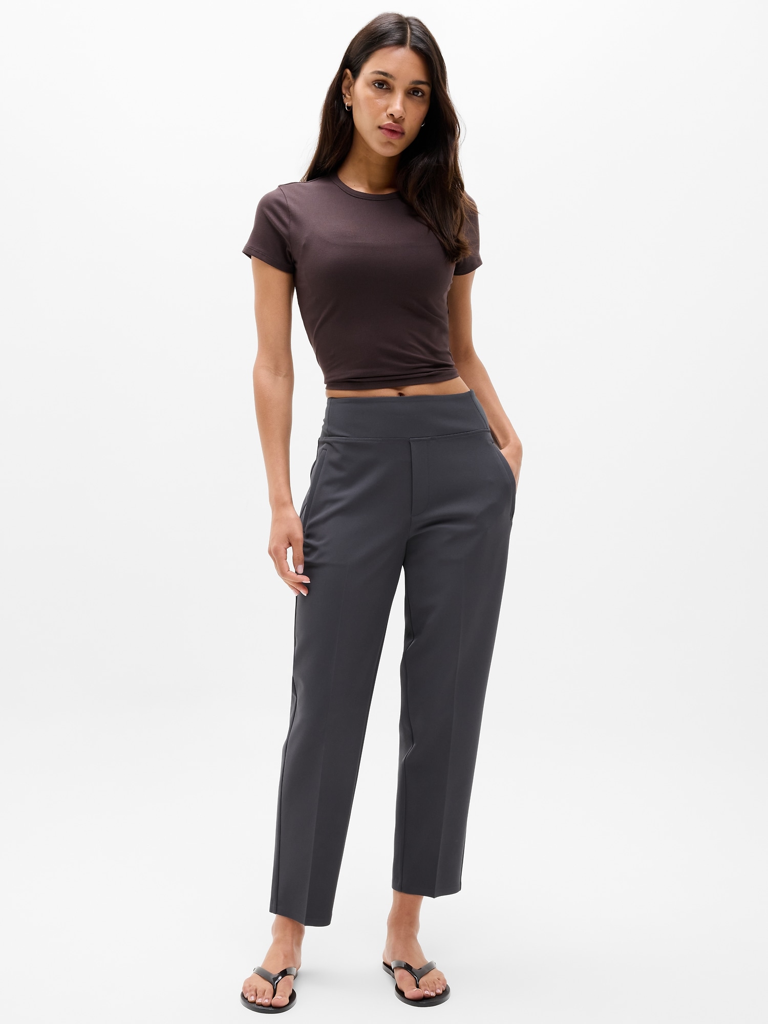 Athleta Brooklyn Mid Rise Ankle Pant In Gray