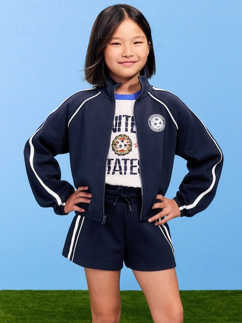VESTE À GLISSIÈRE EN MOLLETON DYNAMIQUE À IMPRIMÉ DE SOCCER POUR FILLE
