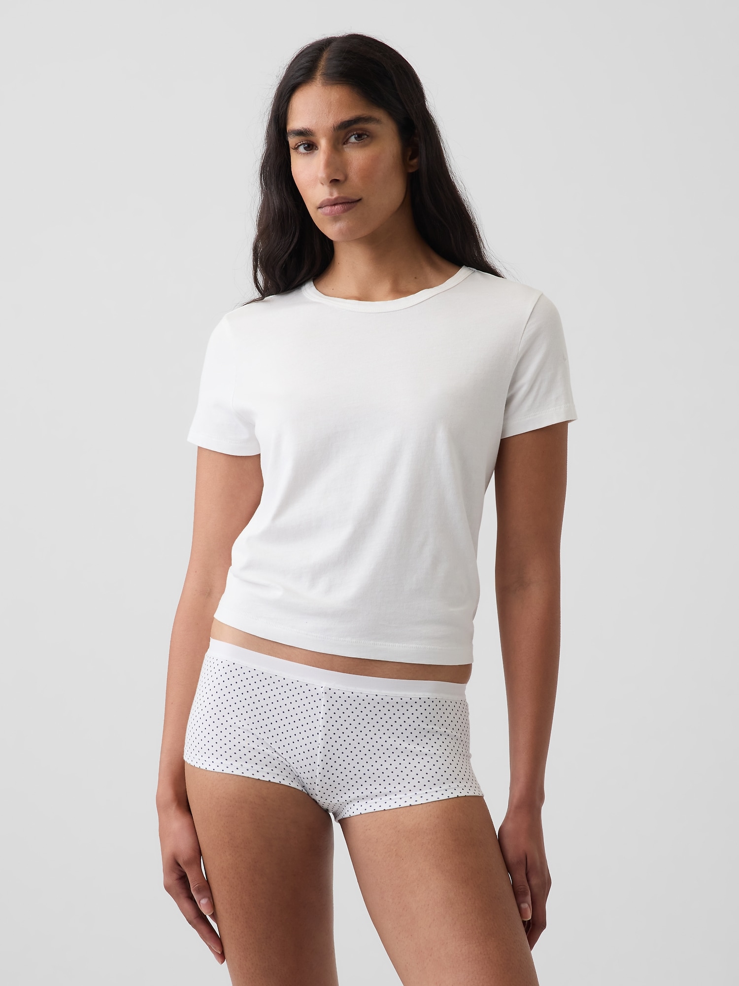 Gap Softest Organic Stretch Cotton Shorty In White Dots