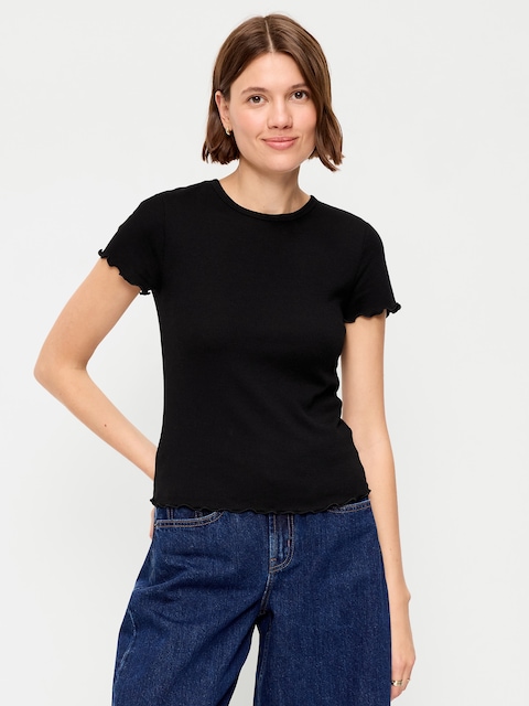 T-SHIRT AJUSTÉ COURT EN TRICOT GAUFRÉ