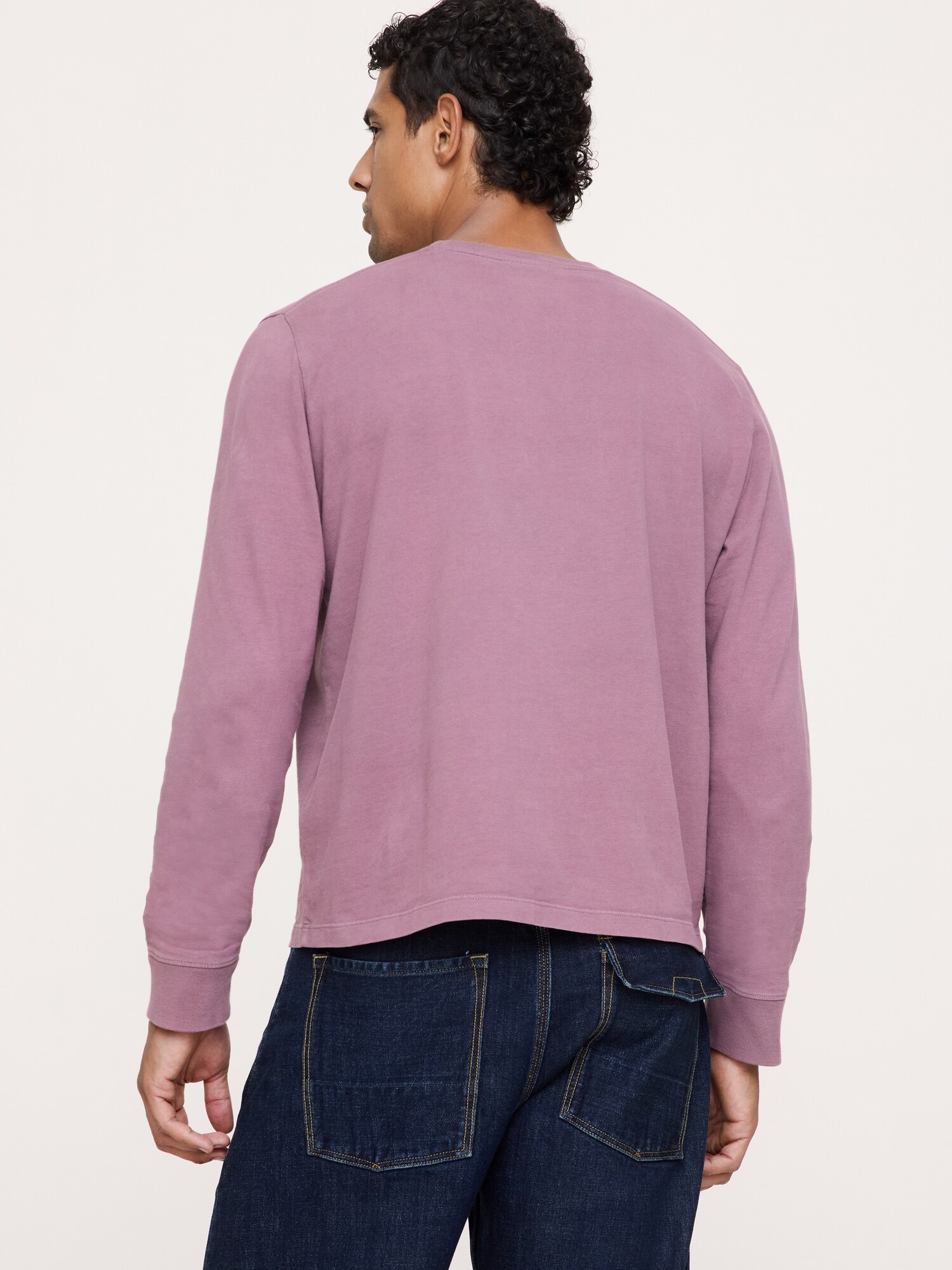 スエード コットン ロングスリーブ Tシャツ-2