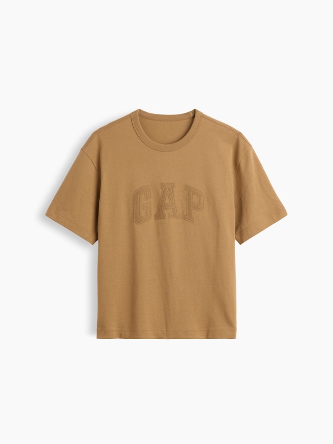 ヘビーウェイト リラックスフィット GAPロゴ クロップドTシャツ-4