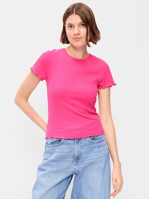 T-SHIRT AJUSTÉ COURT EN TRICOT GAUFRÉ
