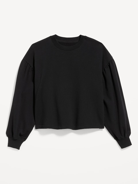 CHANDAIL COURT SURDIMENSIONNÉ MANCHES BOUFFANTES EN COTON OUATÉ PURCONFORT