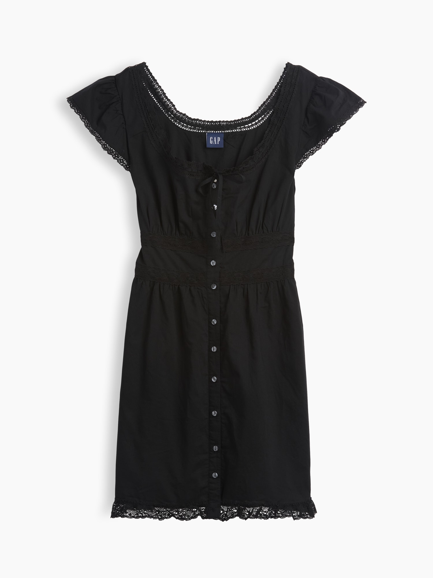 Scoop Neck Lace-Trim Mini Dress