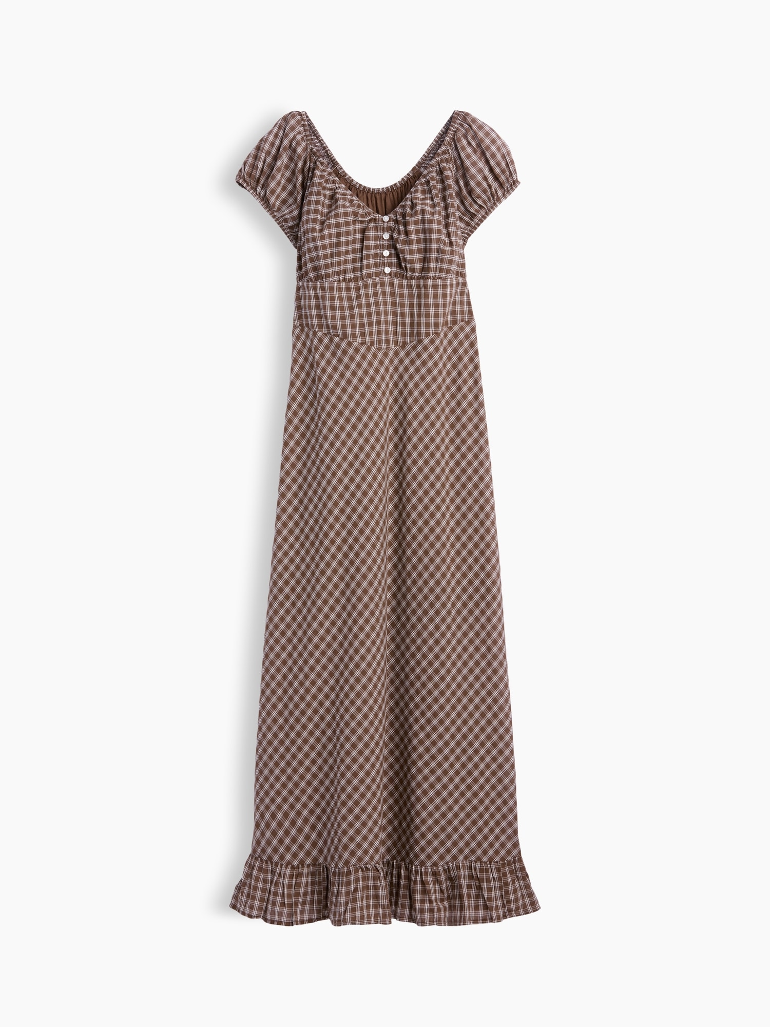 V-Neck Ruffle Hem Maxi Dress