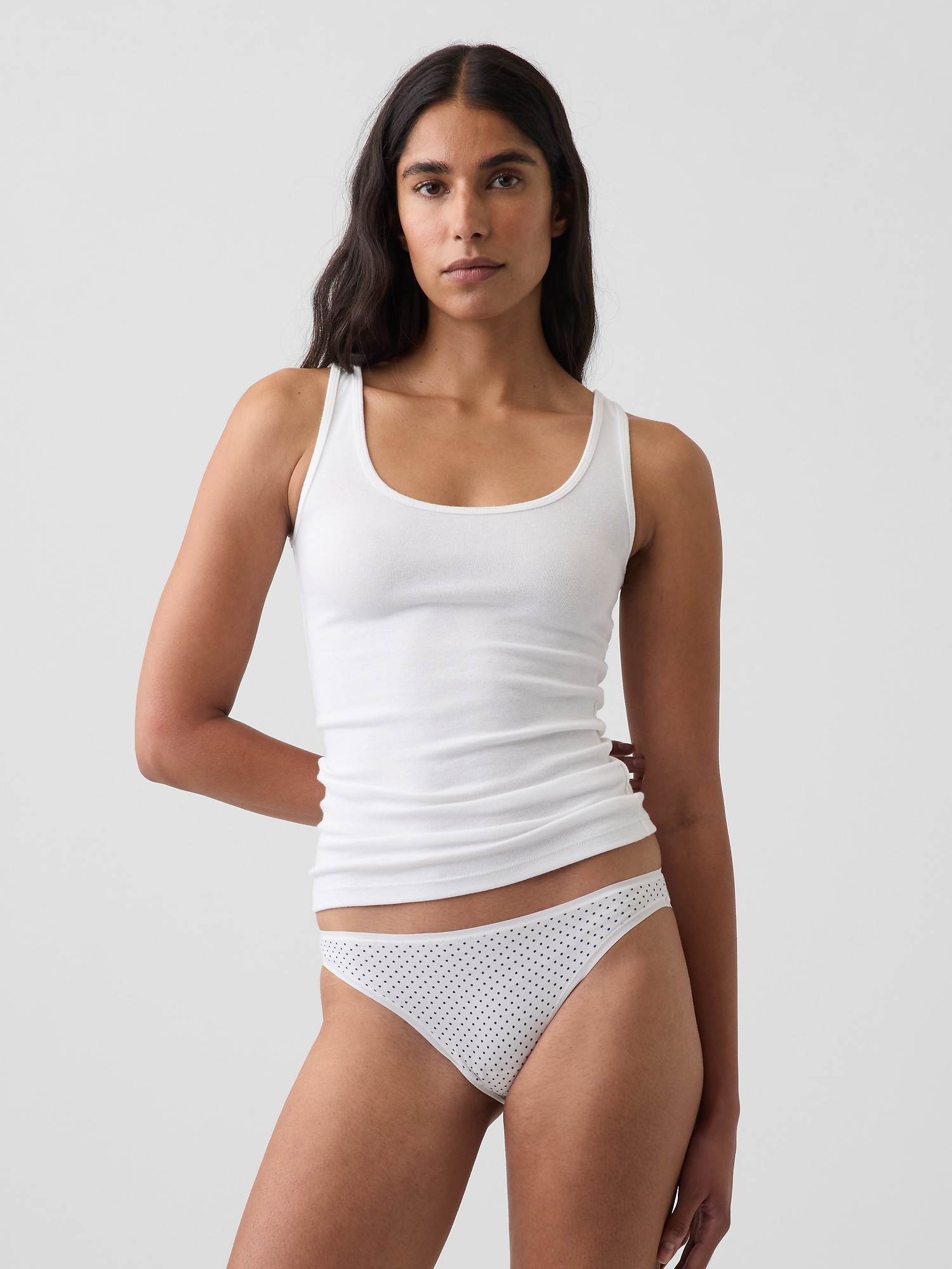 Gap Softest Organic Stretch Cotton Cheeky In White With Blue Dots