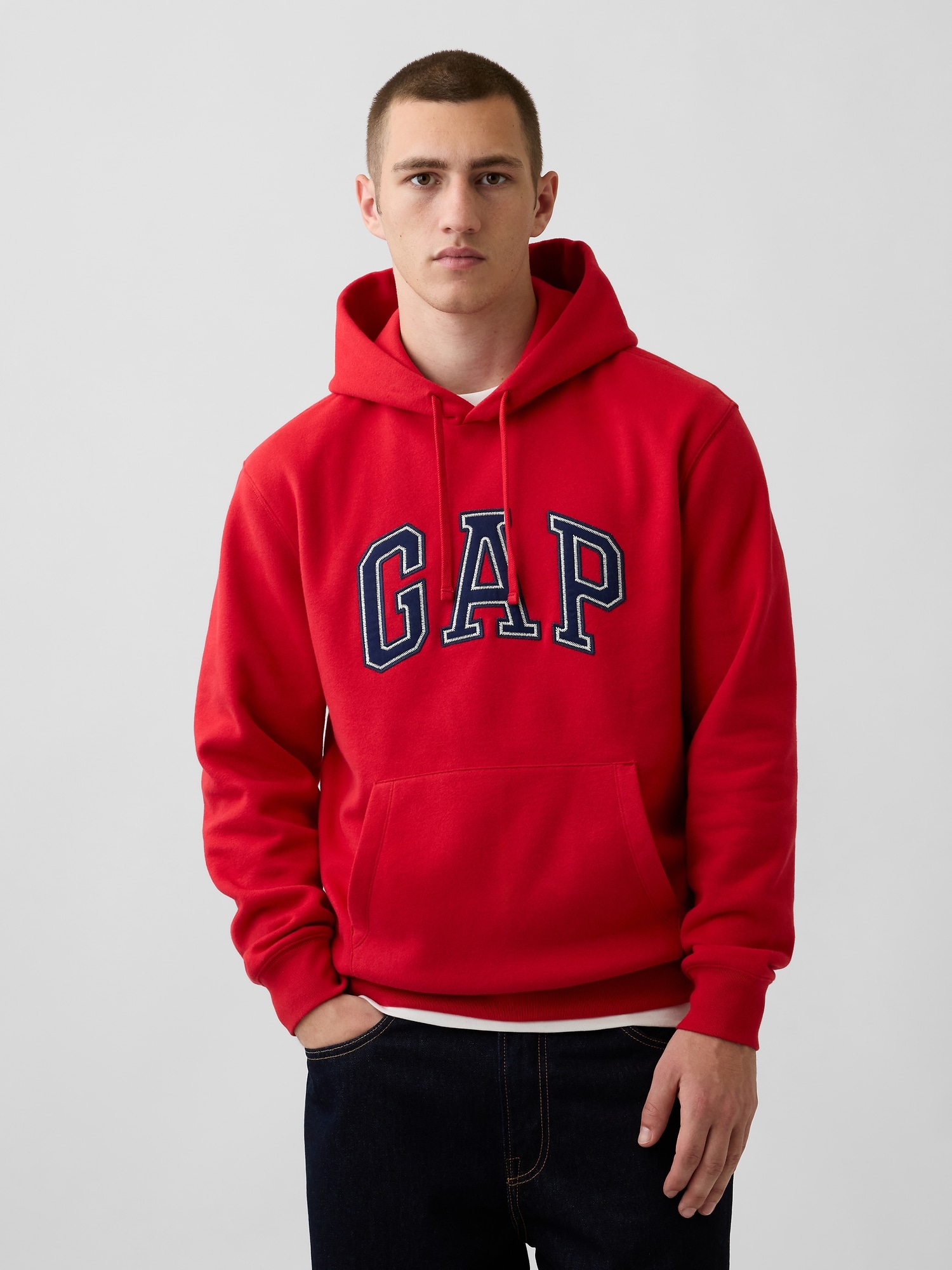 Gap Adult Vintagesoft Arch Logo Hoodie In Modern Red Logo