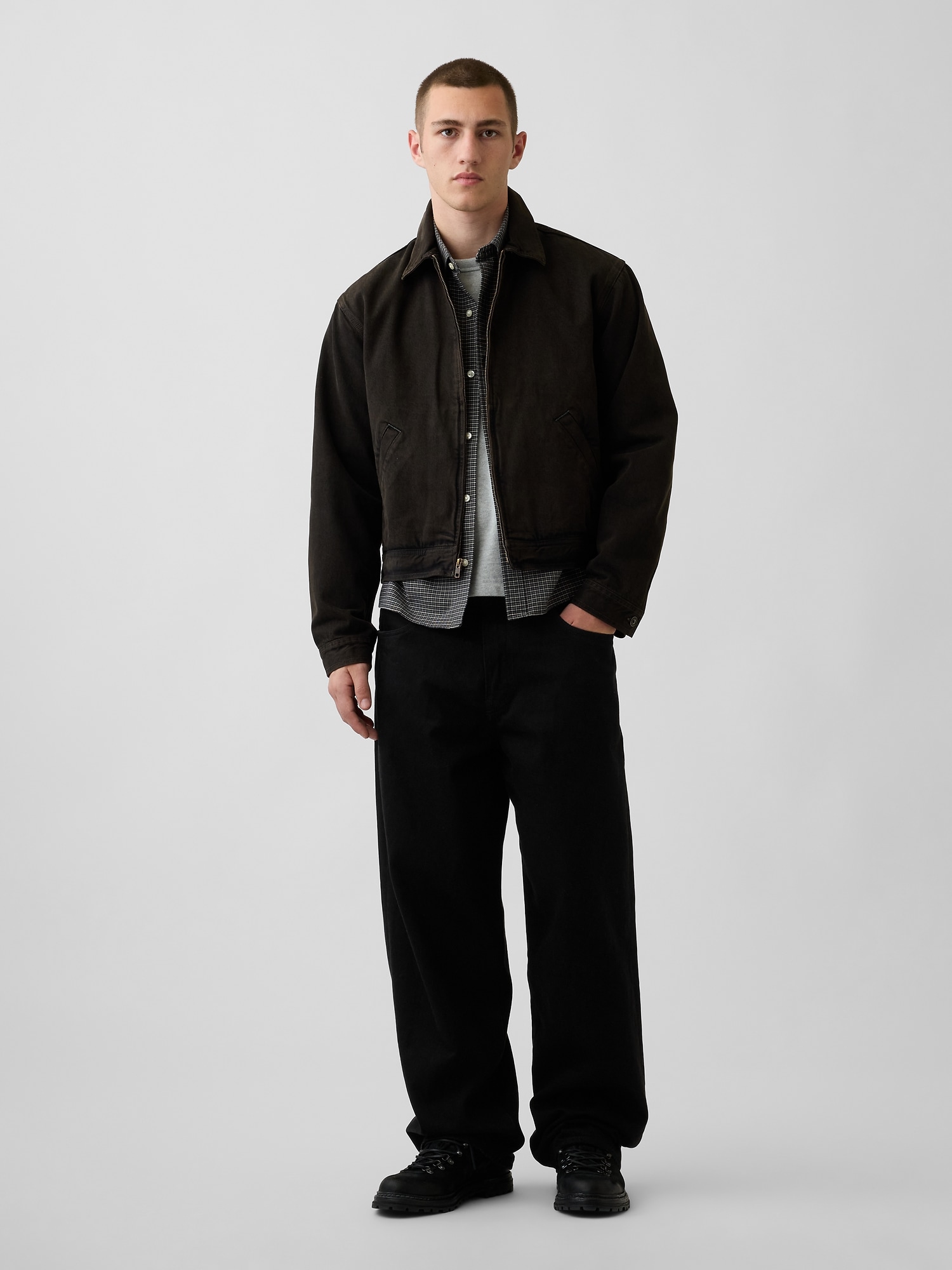Relaxed Crop Straight-Hem Oxford Shirt