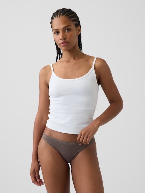 Softest Organic Stretch Cotton Lace-Trim Bikini