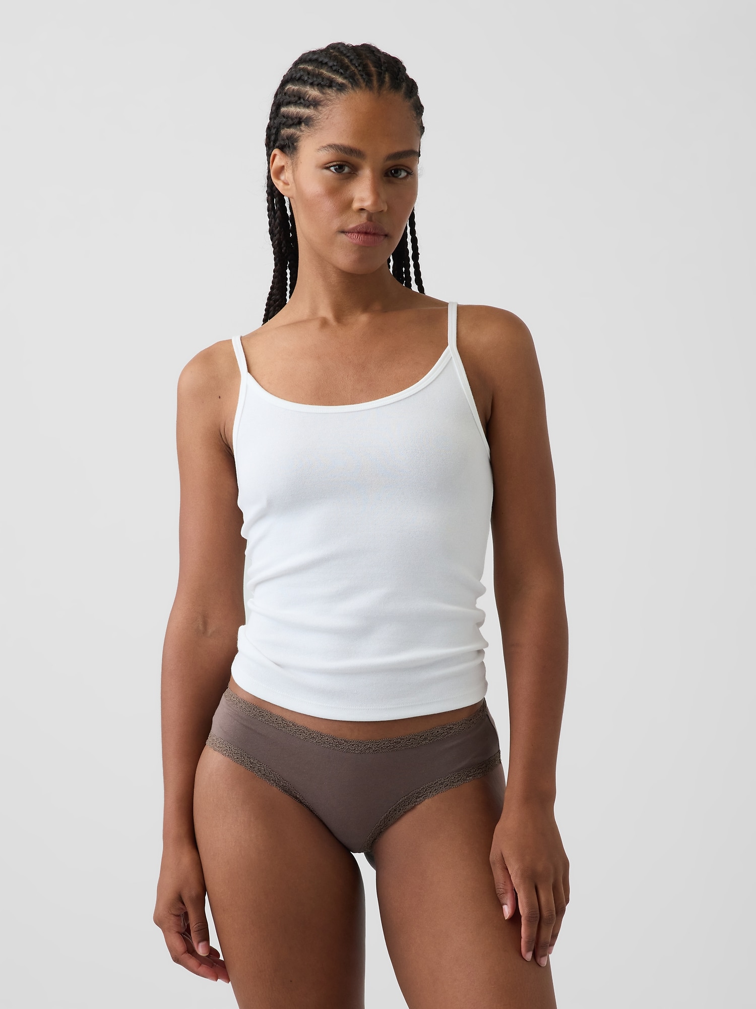 Gap Softest Organic Stretch Cotton Lace-trim Cheeky Hipster In Toasted Almond Brown