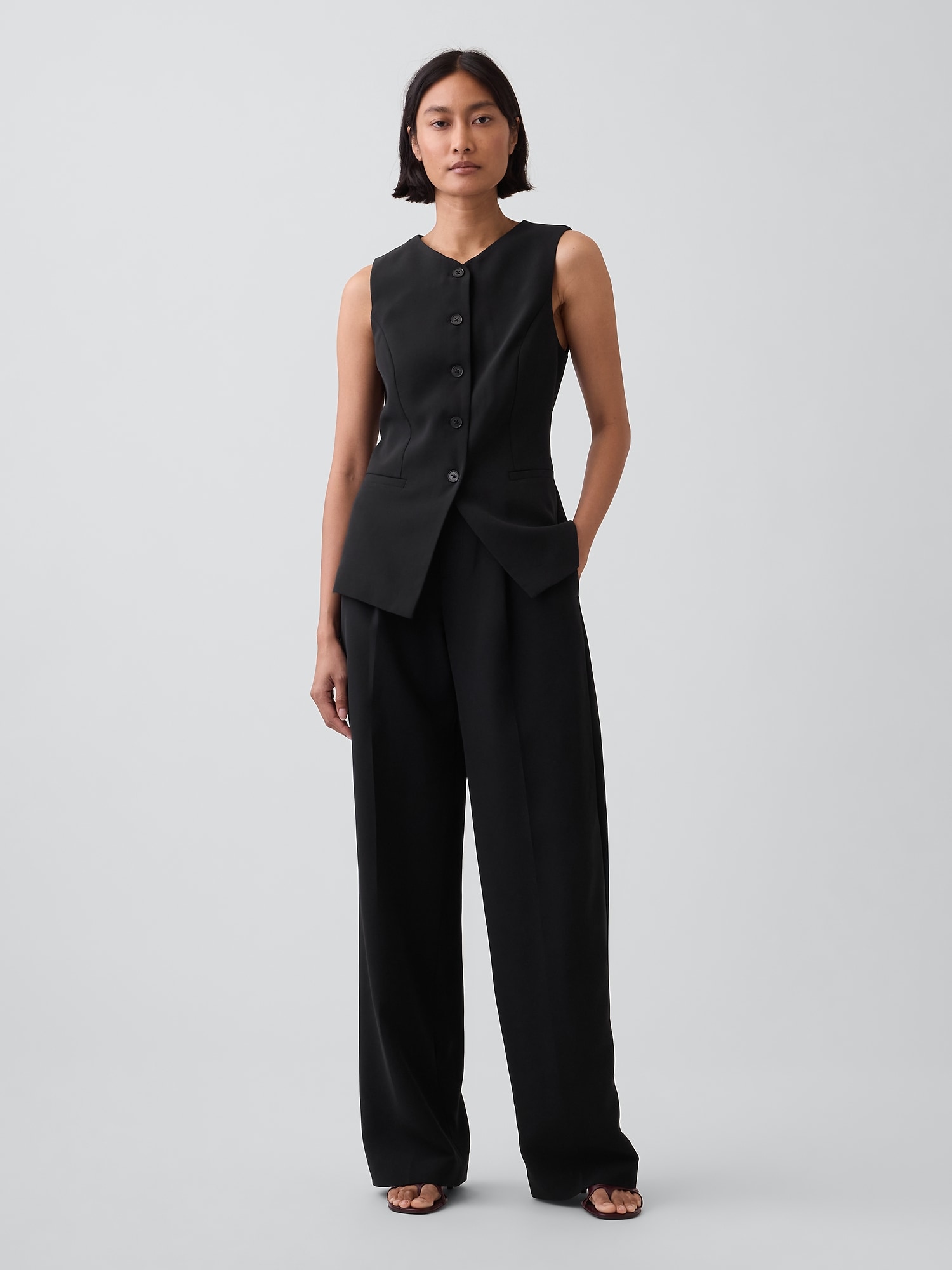 High-Neck Longline Vest