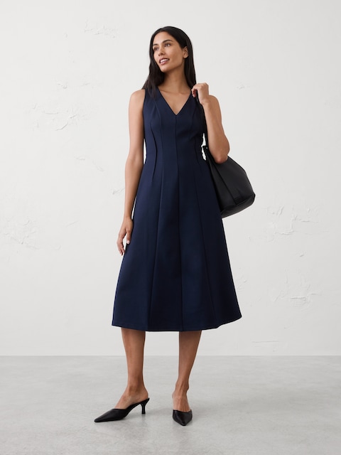 ROBE MI-LONGUE EN TRICOT POINT DE ROME