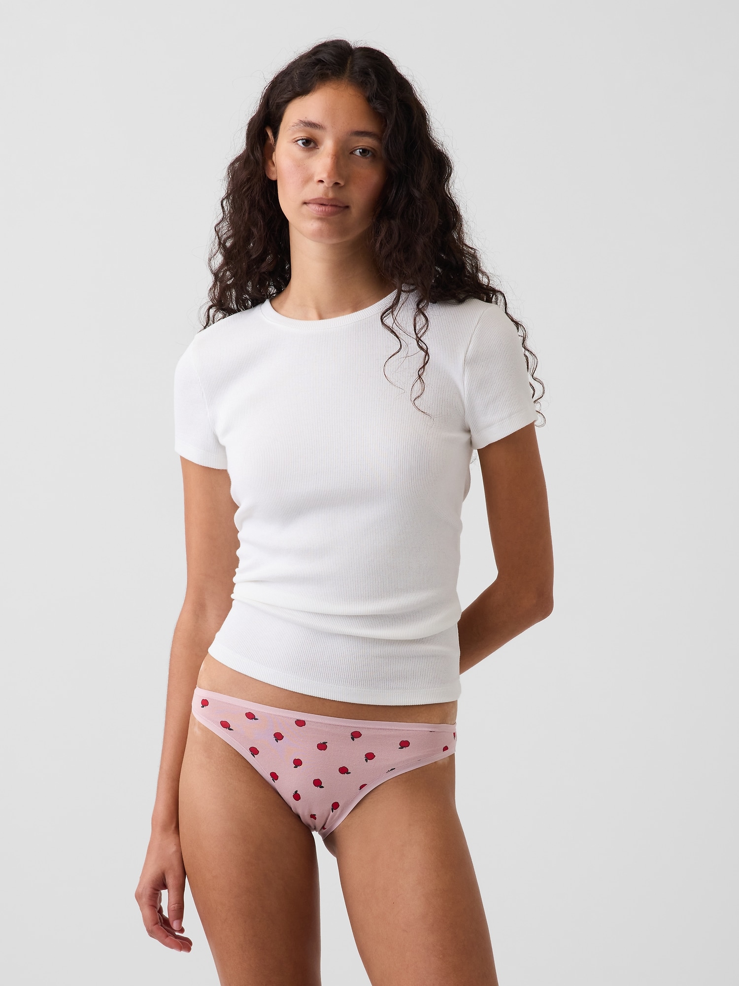 Gap Softest Organic Stretch Cotton Cheeky In Pink Apple Print