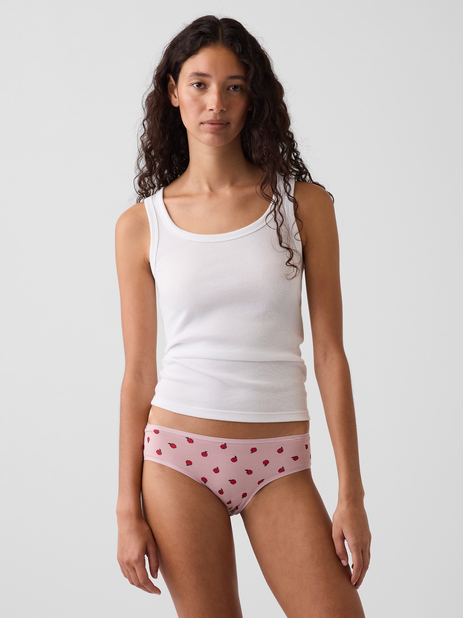 Gap Softest Organic Stretch Cotton Hipster In Pink Apple Print