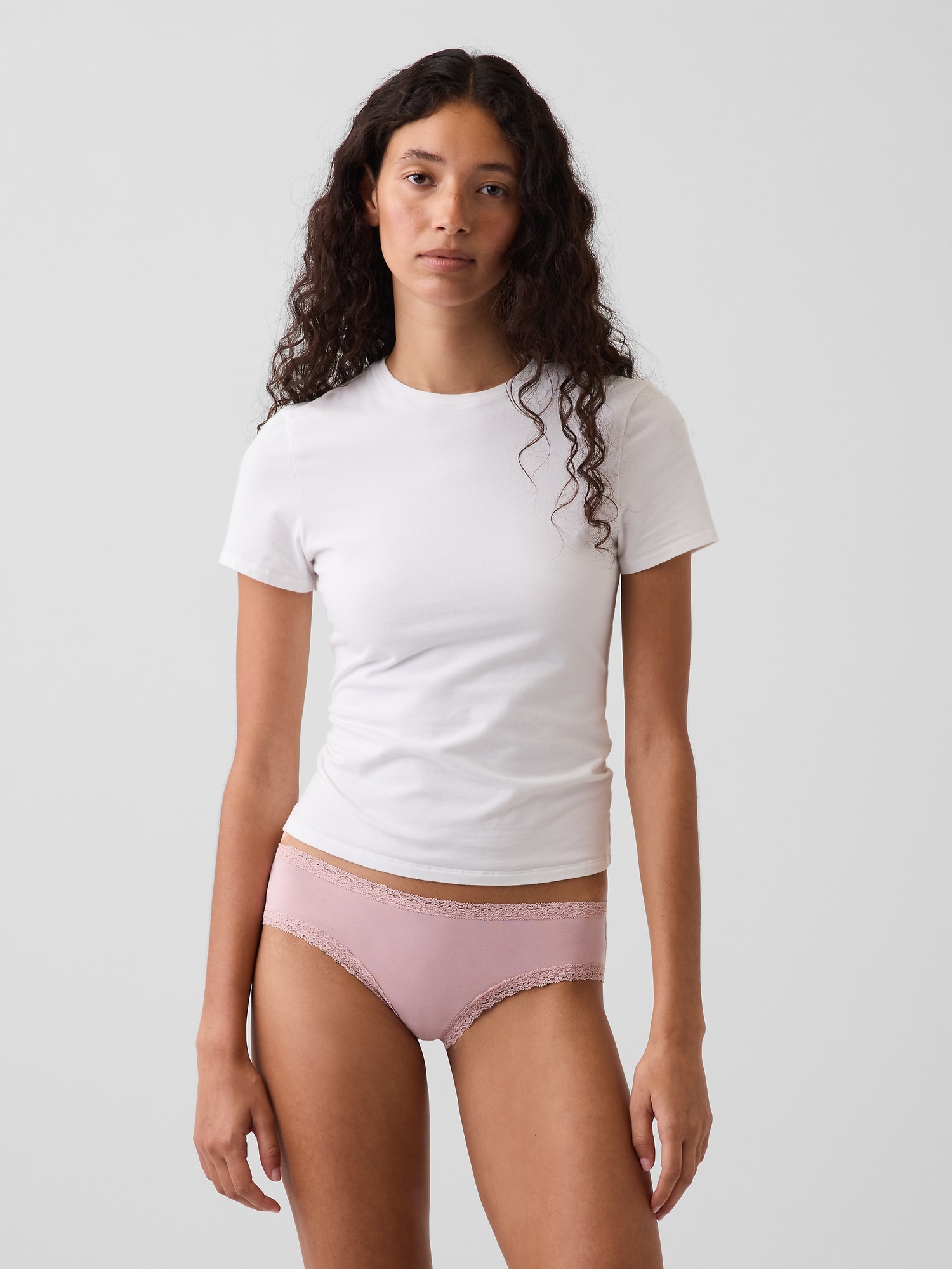 Gap Softest Organic Stretch Cotton Lace-trim Cheeky Hipster In Primitive Pink
