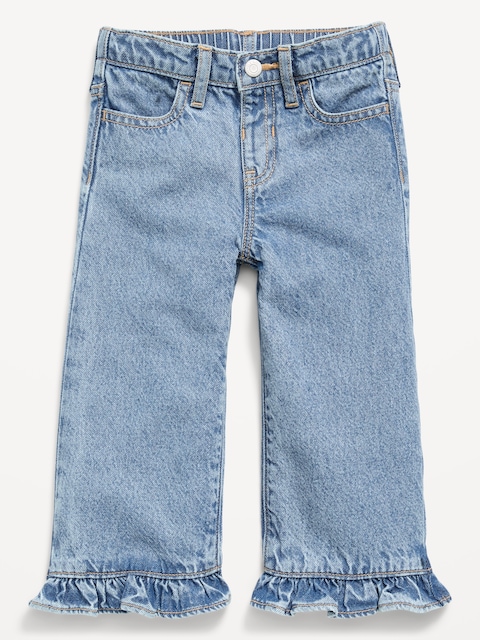 High-Waisted Super Baggy Ruffled Wide-Leg Jeans for Girls