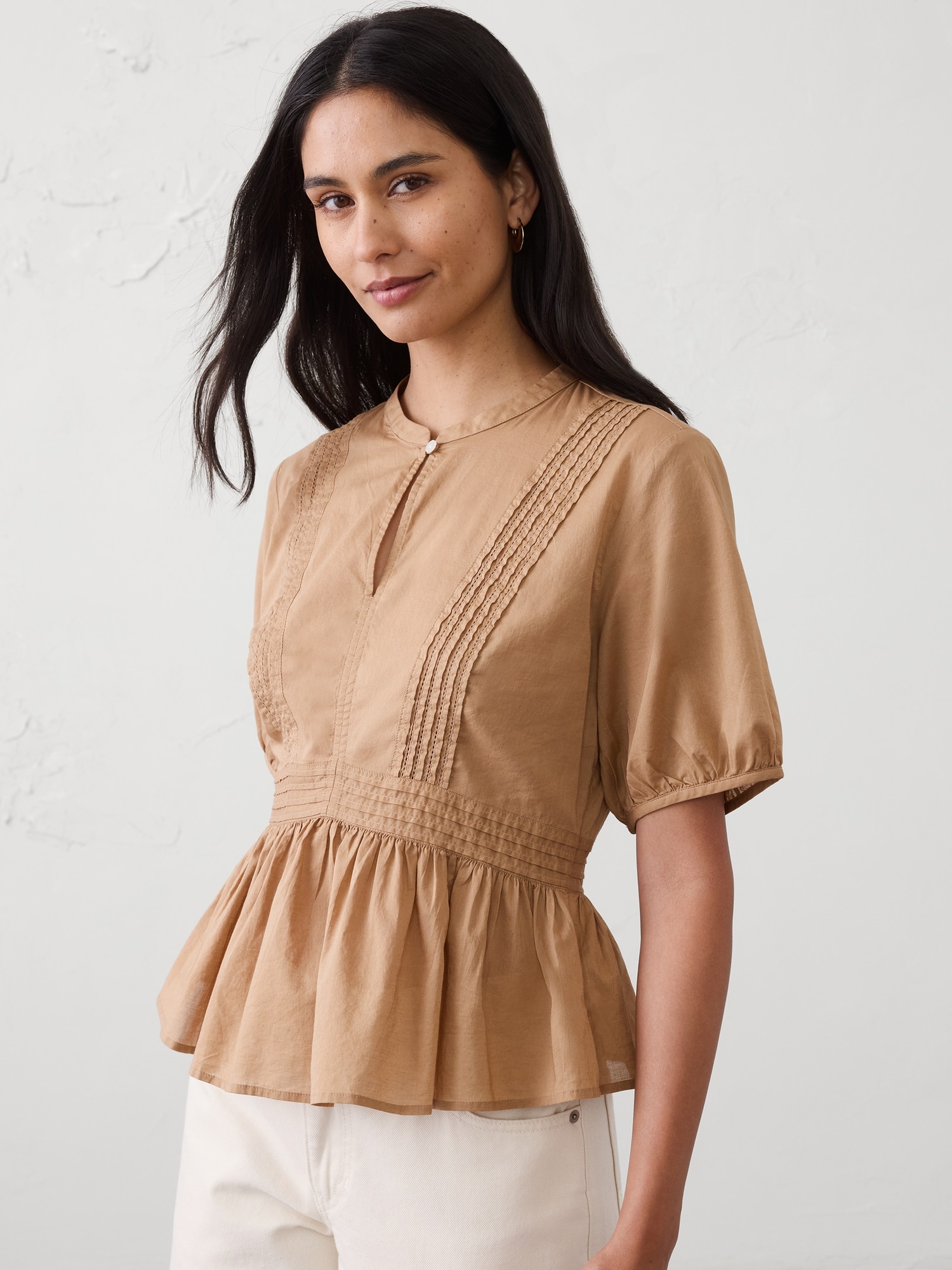 Picot Peplum-Hem Top