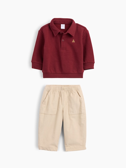 ENSEMBLE VINTAGEDOUX AVEC HAUT À COL POLO POUR BÉBÉ