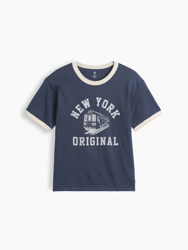 リラックスフィット New York グラフィック リンガーTシャツ (キッズ)-0