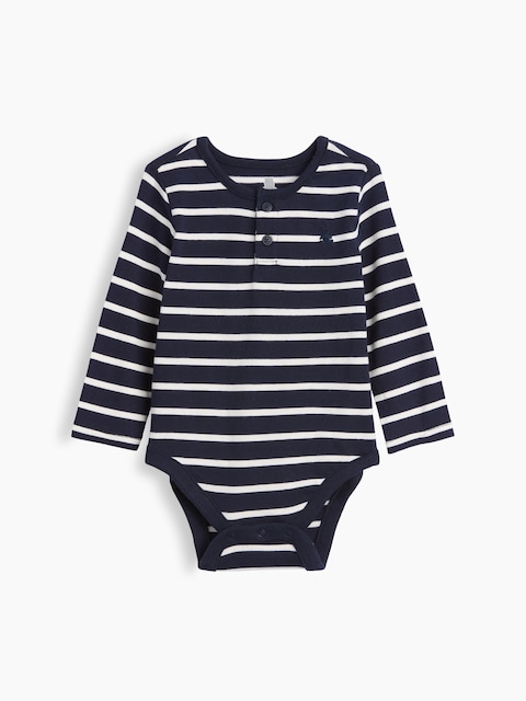 Baby First Favorites Organic Cotton Stripe Henley Bodysuit