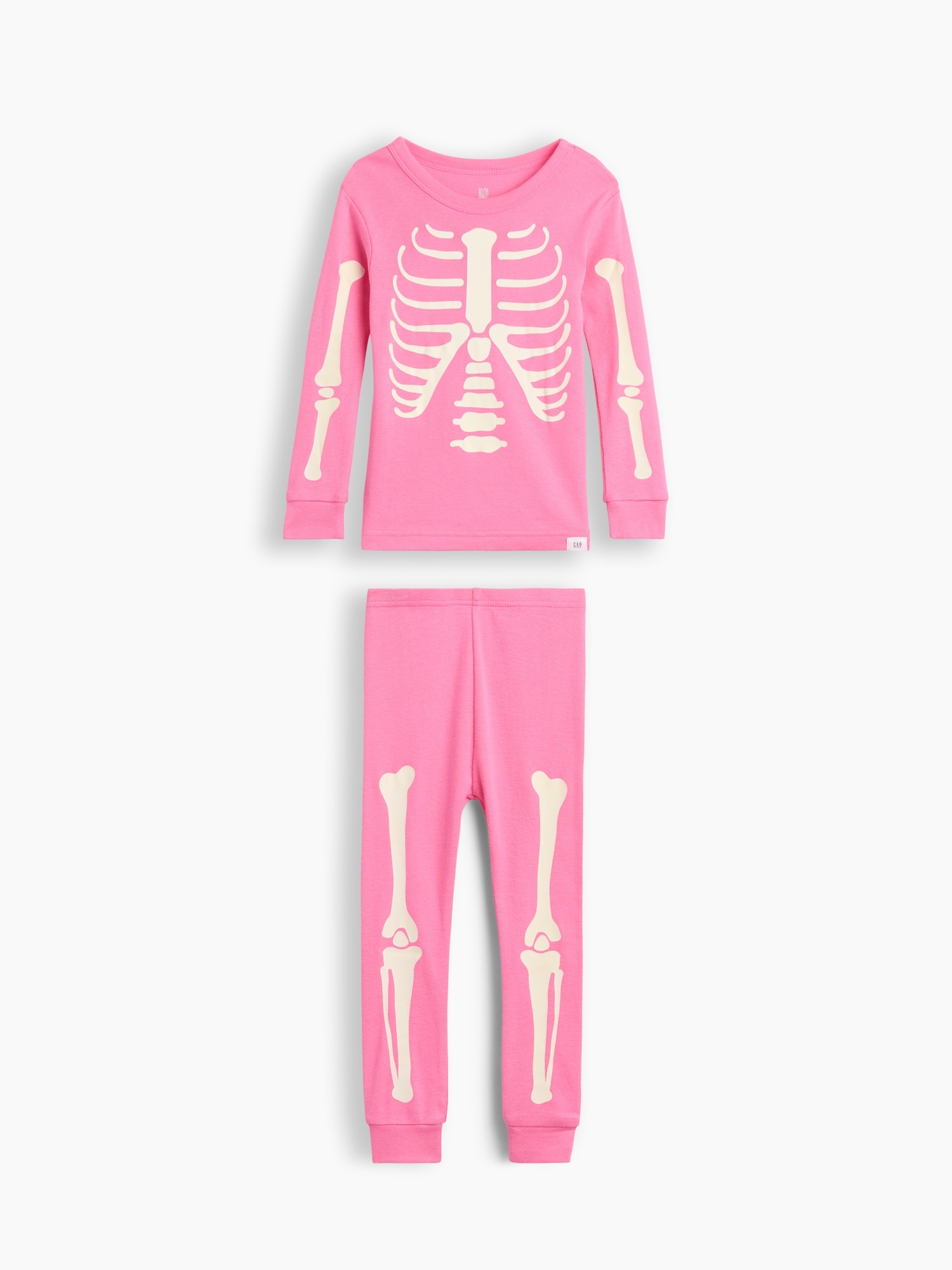 Baby & Toddler Organic Brushed Cotton Glow-In-The-Dark Skeleton PJ Set
