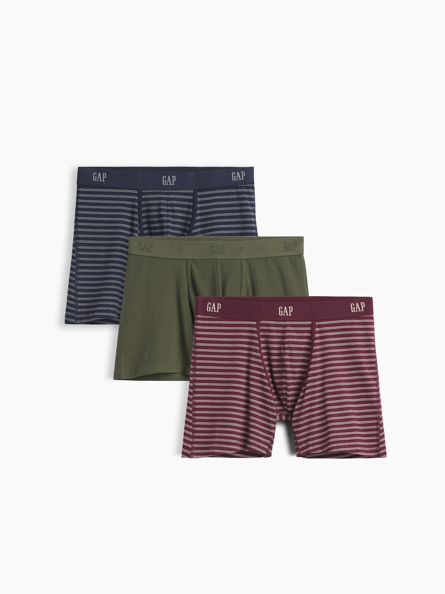 Gap 5" Organic Stretch Cotton Boxer Briefs (3-pack) In Deep Depth Green Multi