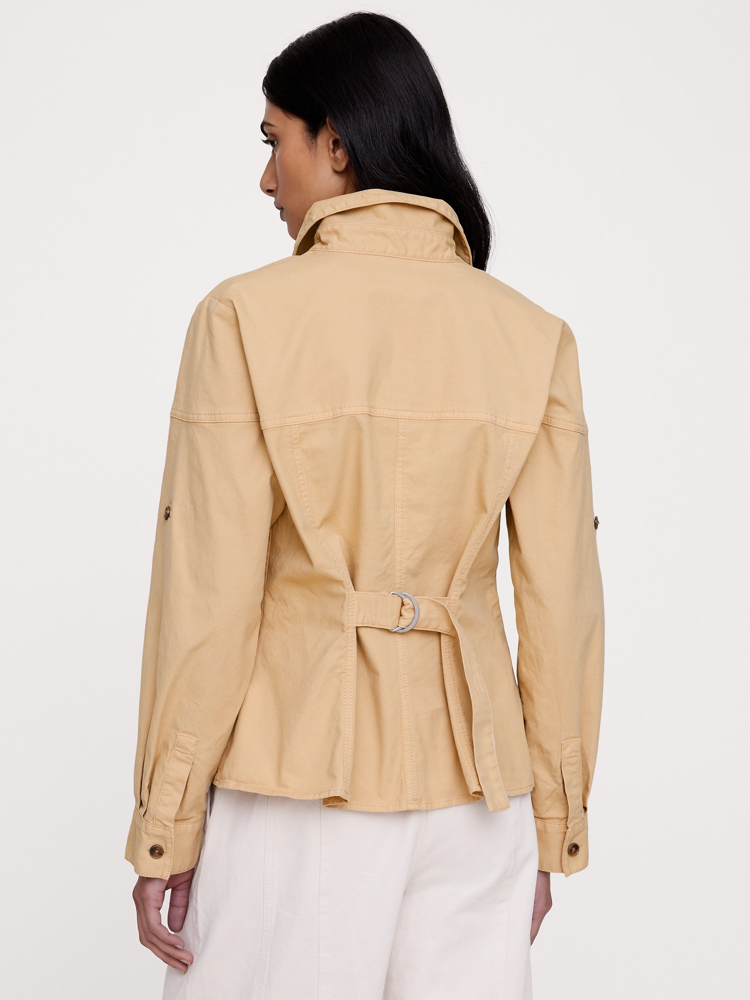 Stretch-Cotton Pleated-Waist Top