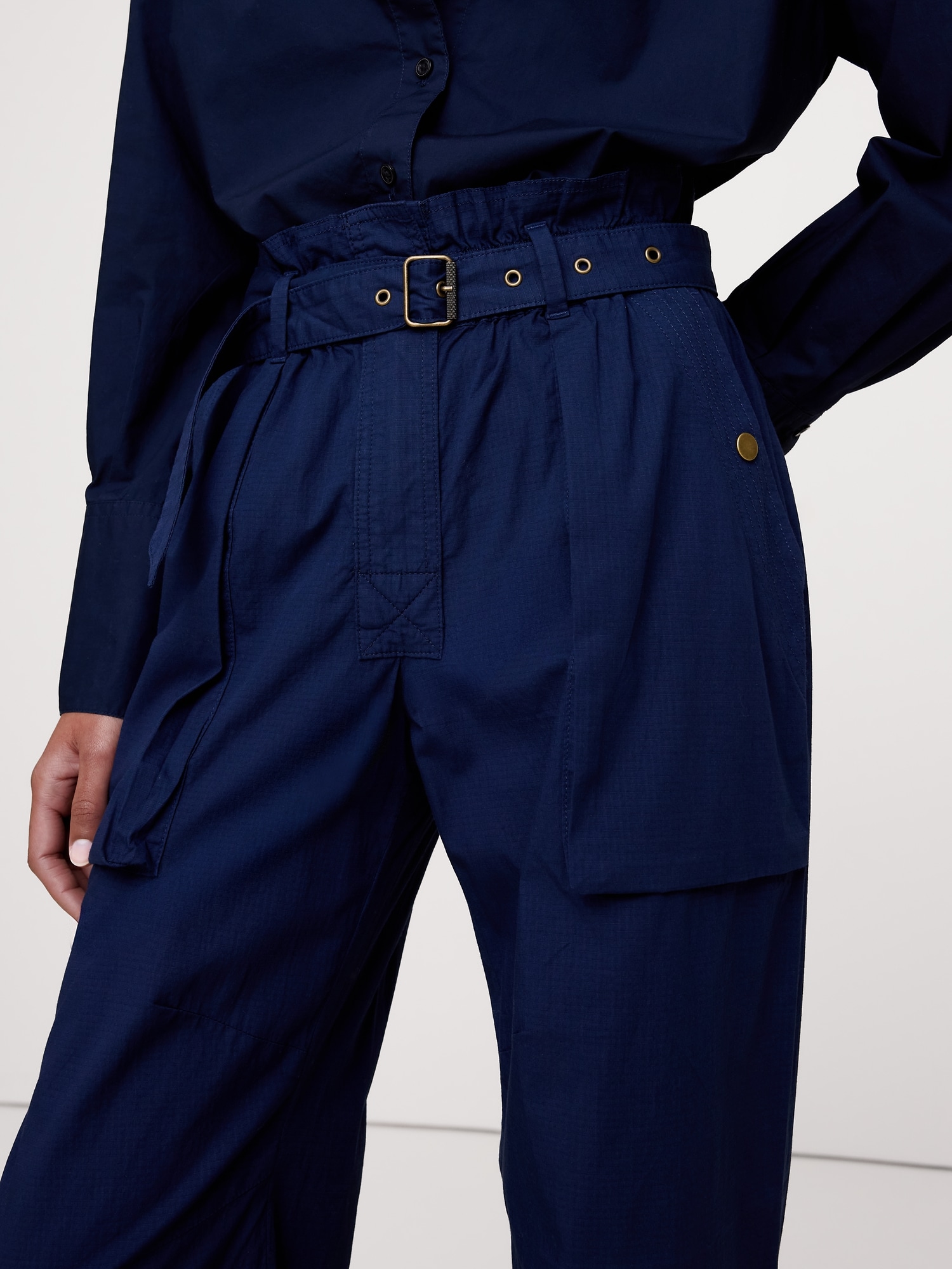 リップストップ コットン ペーパーバッグパンツ-3