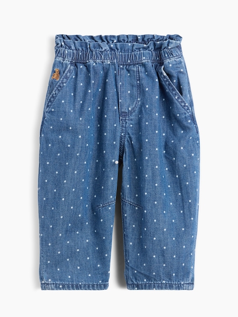JEAN COUPE BARIL À POIS À TAILLE ÉLASTIQUE ET VOLANTS POUR BÉBÉ