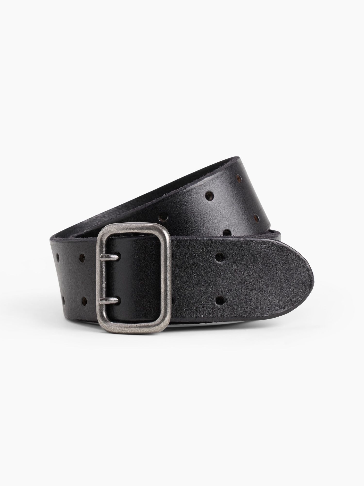 Gap Double-prong Leather Belt In Black