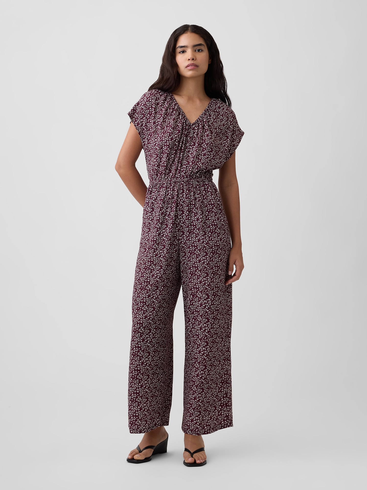 Flutter Sleeve Wide-Leg Jumpsuit
