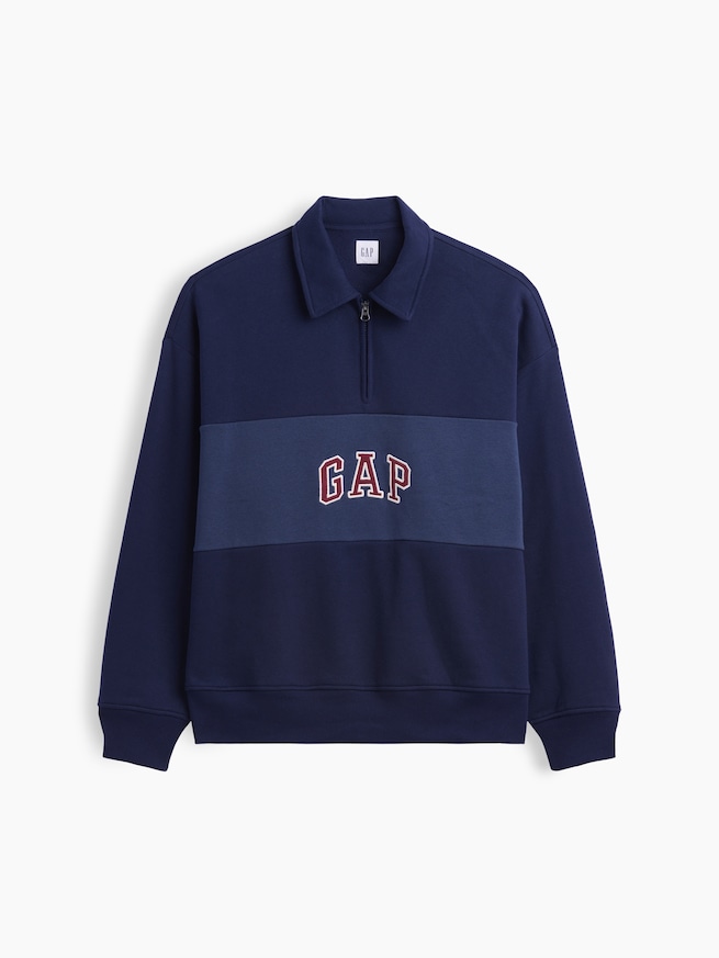 オーバーサイズ GAPロゴ 1/4ジップアップ スウェットシャツ-3